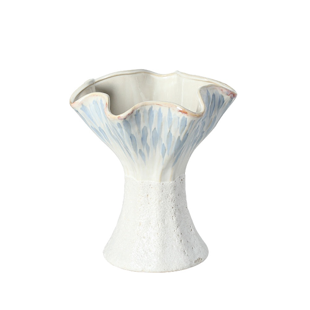 Blue & White Ceramic Vase with Ruffle Top - Small FA-D26032B