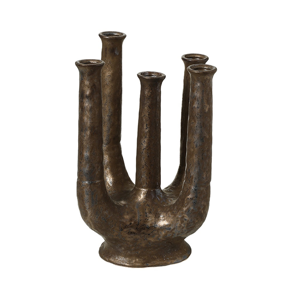 Textured Bronze Ceramic Multi-Necked Bud Vase - Large FA-D26034A