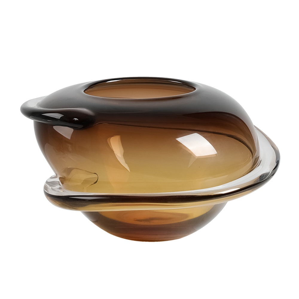 Brown Glass Irregular Shaped Vase - Wide FB-E24026B