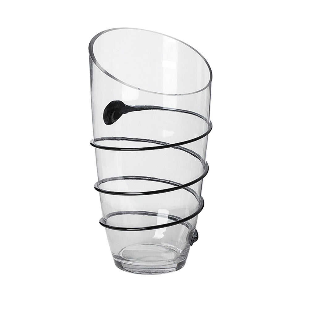 Handmade Glass Vase with Black Coil Detail - Large FB-E24056A