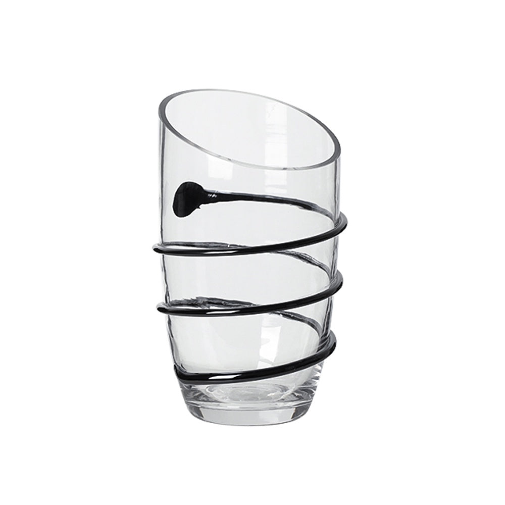 Handmade Glass Vase with Black Coil Detail - Small FB-E24056B