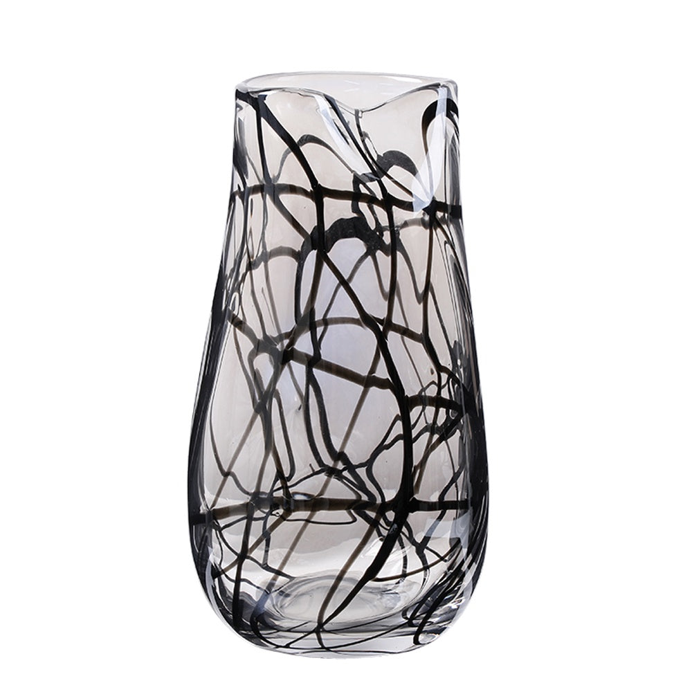 Handmade Glass Vase with Black Line Detail  - Large FB-E24062A