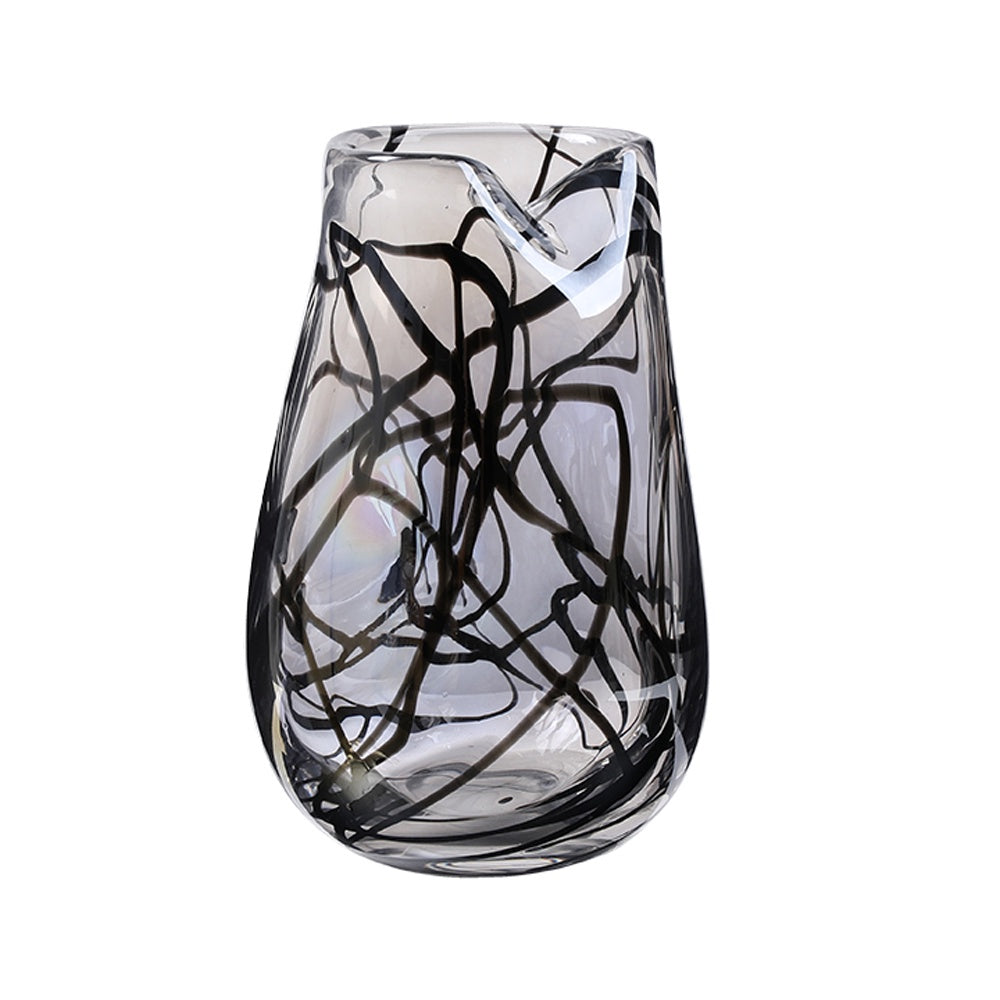 Handmade Glass Vase with Black Line Detail  - Small FB-E24062B