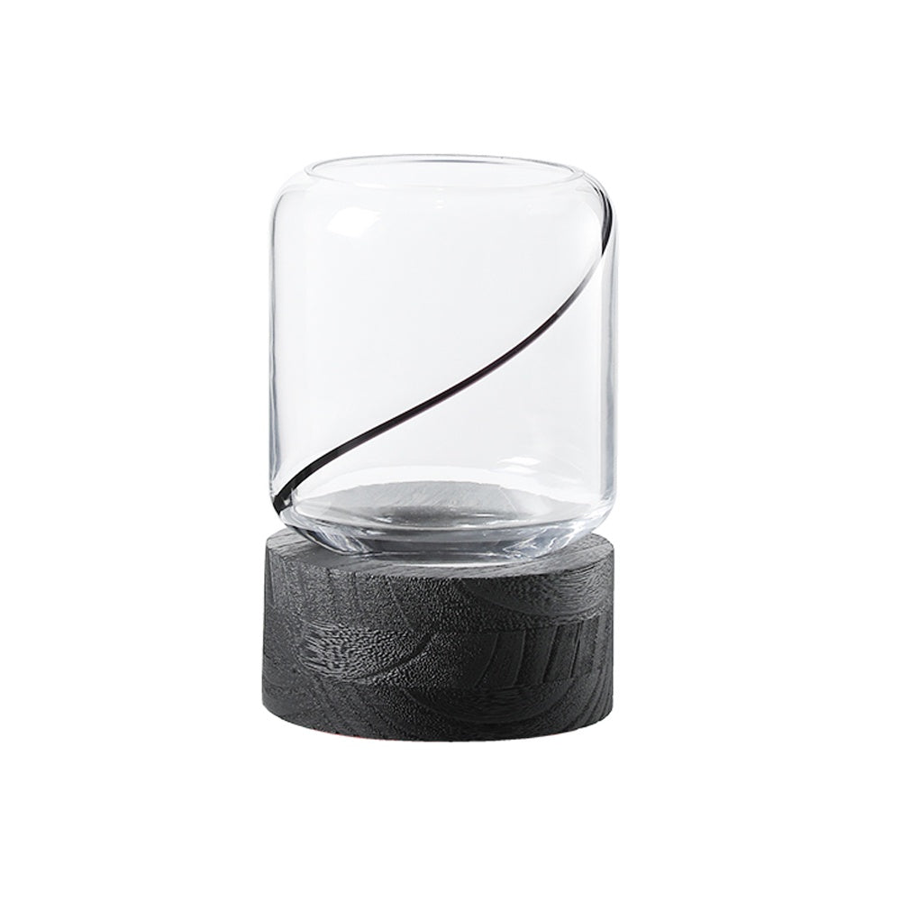 Glass Vase with Black Wooden Base - B FB-E24063B