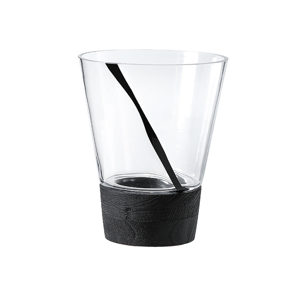 Glass Vase with Black Wooden Base - D FB-E24064B