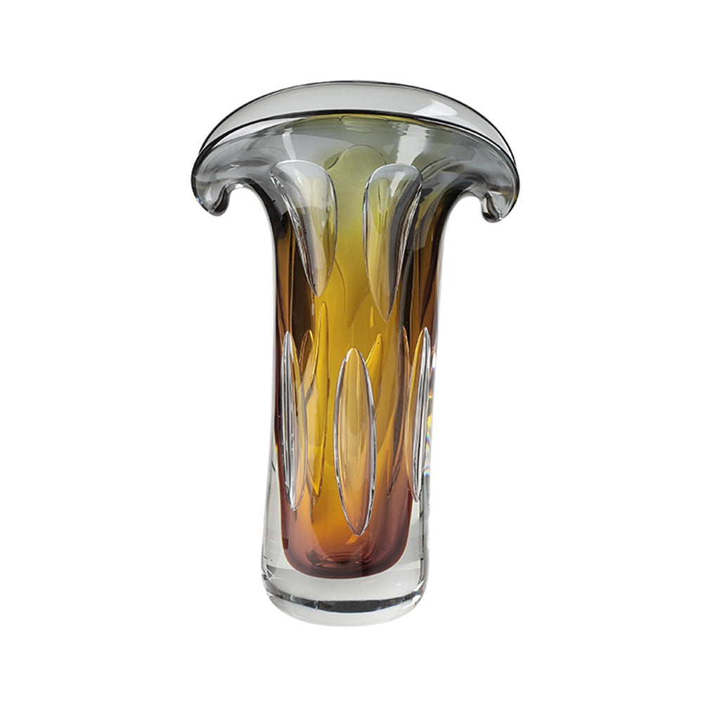 Grey & Amber Handmade Glass Vase - Large FB-E24074A