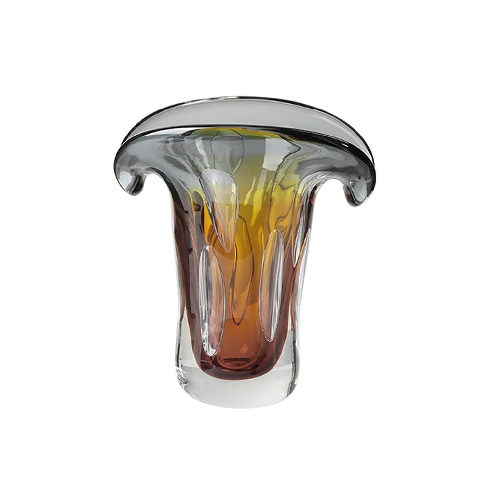 Grey & Amber Handmade Glass Vase - Small FB-E24074B