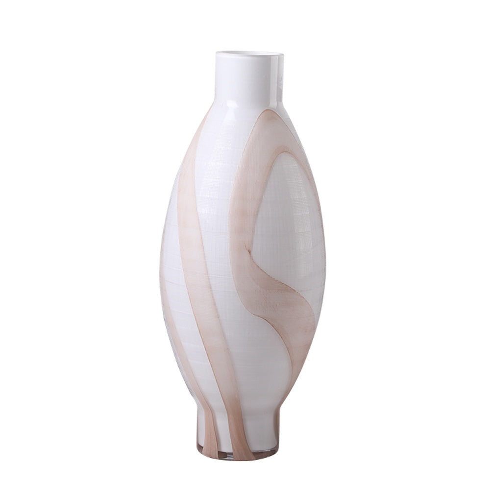 White & Blush Handmade Glass Vase - Tall FB-E24076A