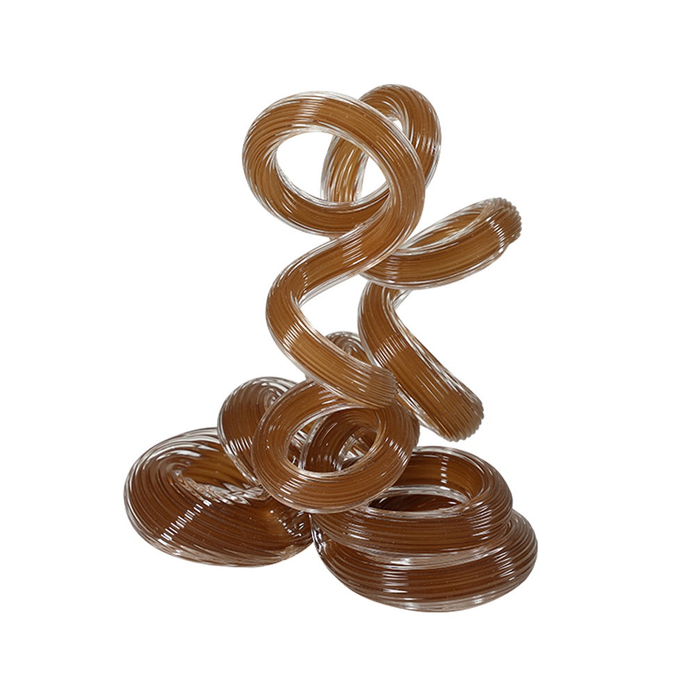 Handmade Glass Squiggle Sculpture - Coffee FB-E25004