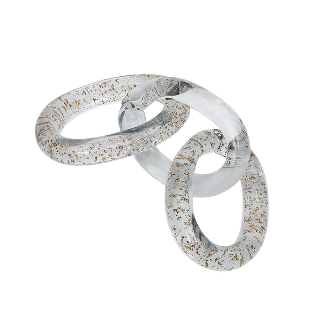 Handmade Clear Glass Chain Links with Gold Speck Detail FB-E25006A