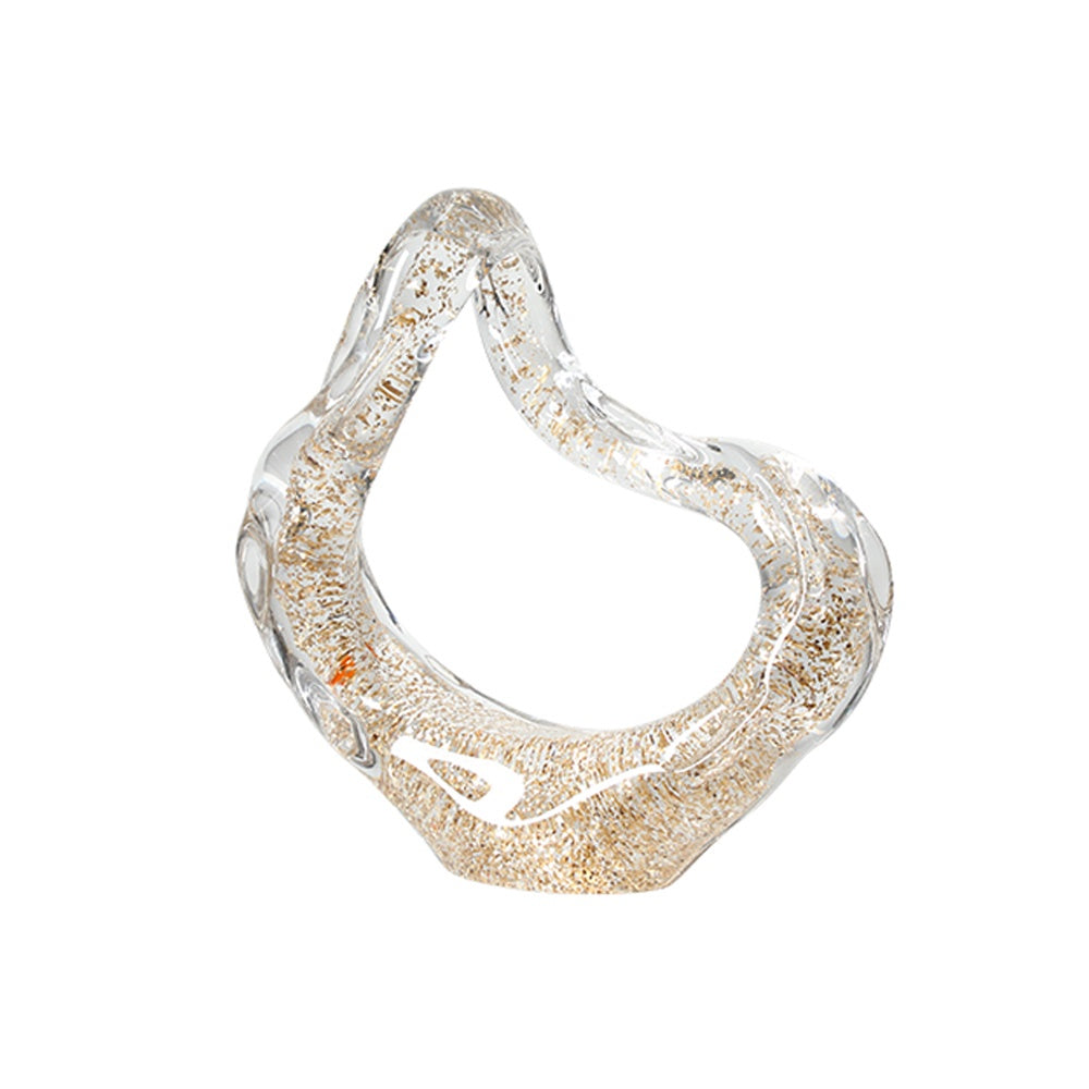 Clear Handmade Abstract Glass Sculpture with Gold Detail FB-E25008B