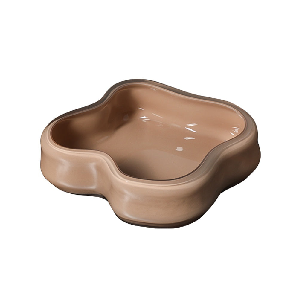 Tan Ceramic Plate with Ruffle Detail - Medium FB-E25011B