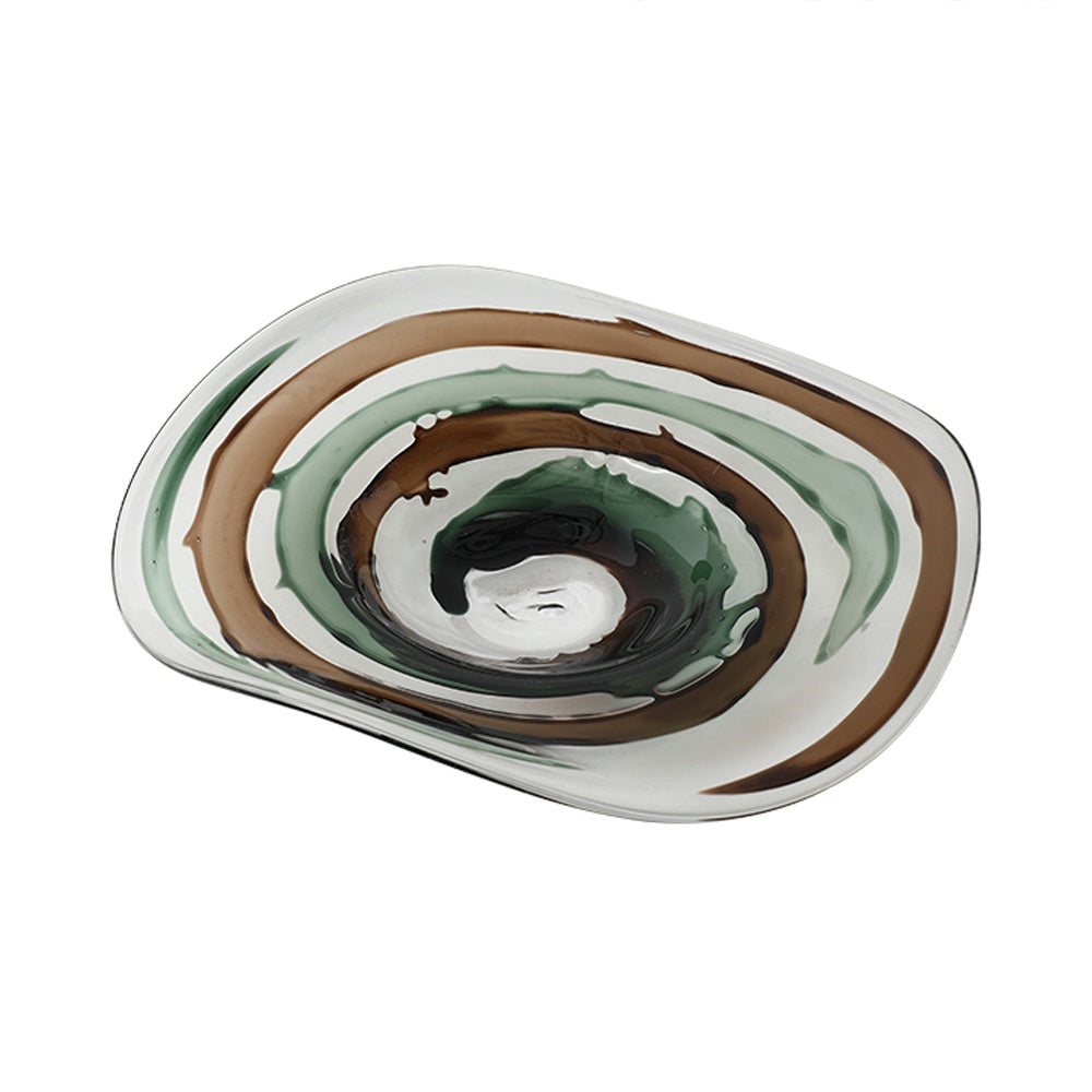 Brown & Green Handmade Glass Decorative Bowl FB-E25015