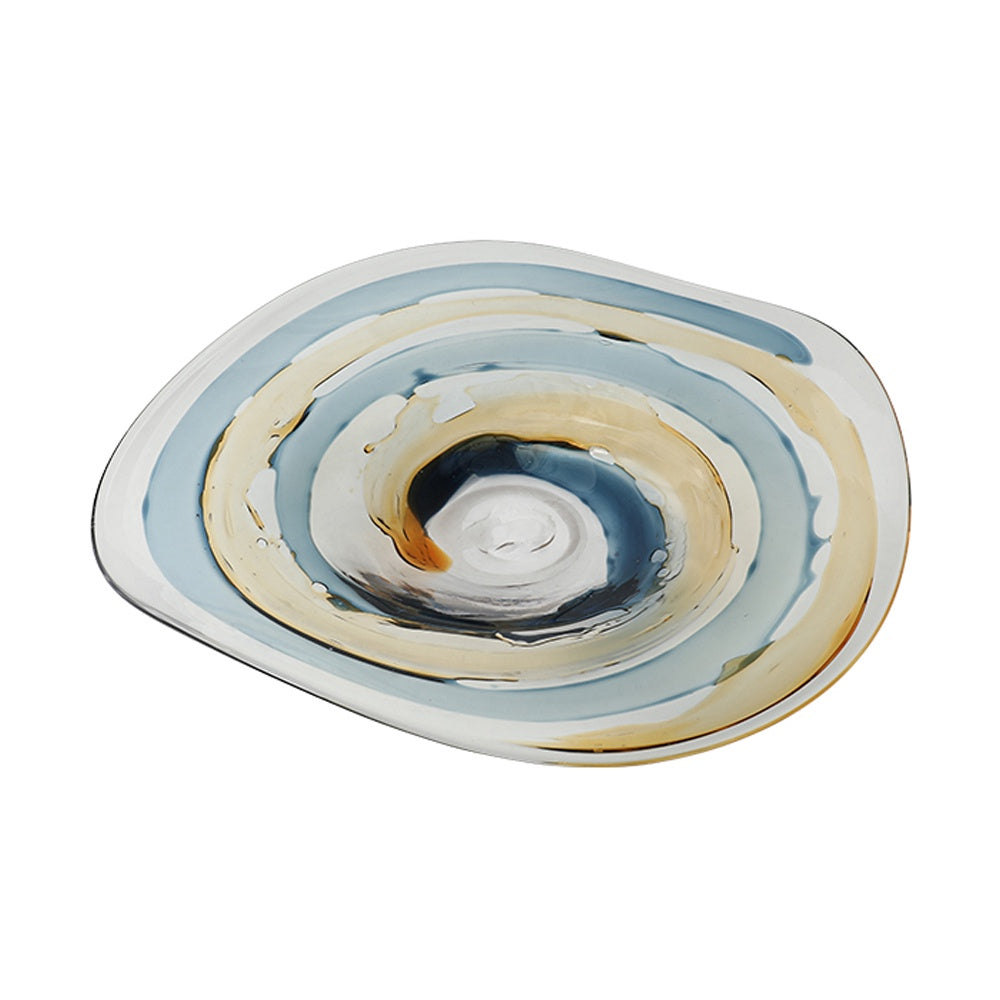 Blue & Amber Handmade Glass Decorative Bowl FB-E25016