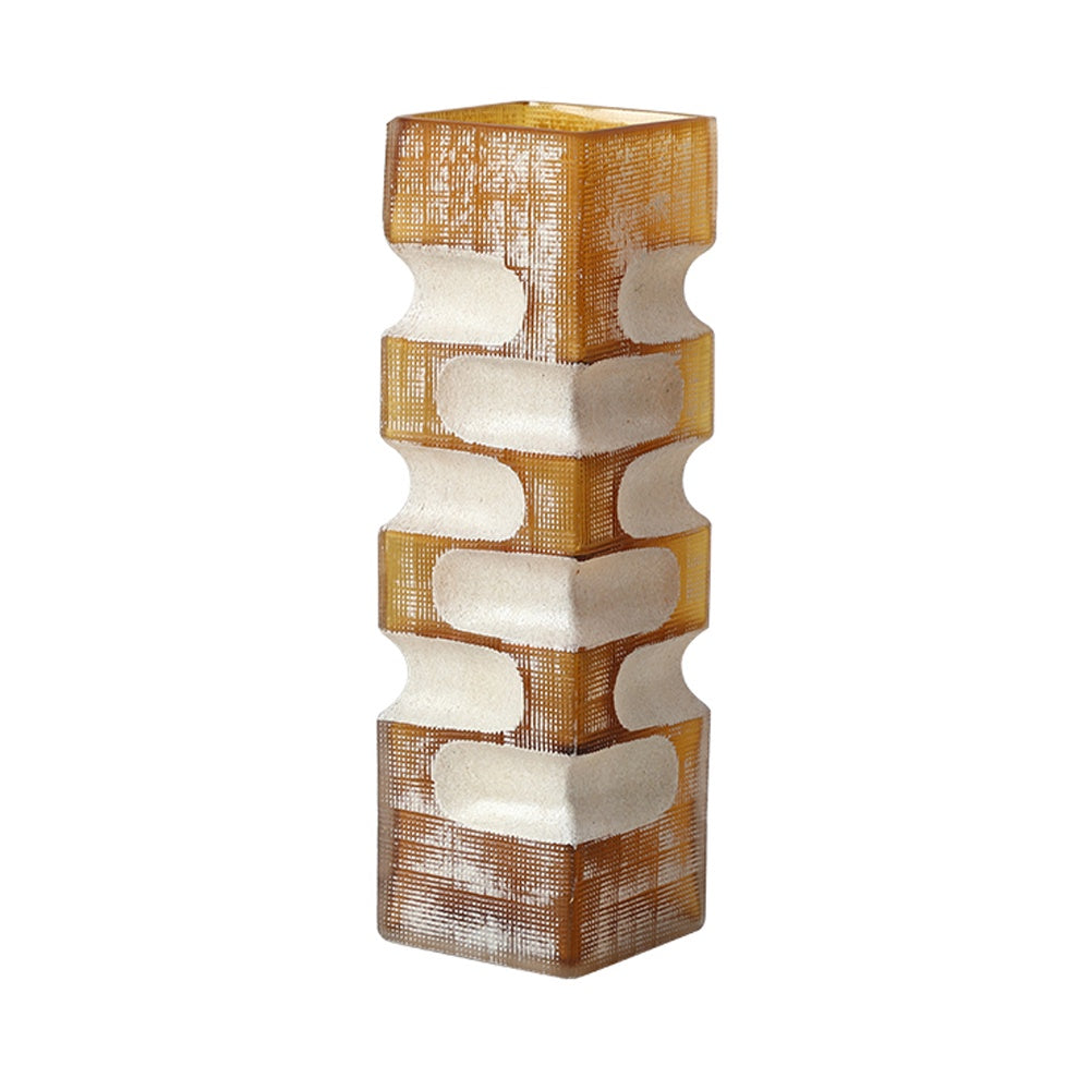 White & Yellow Glass Geometric Vase - Large FB-E25025A