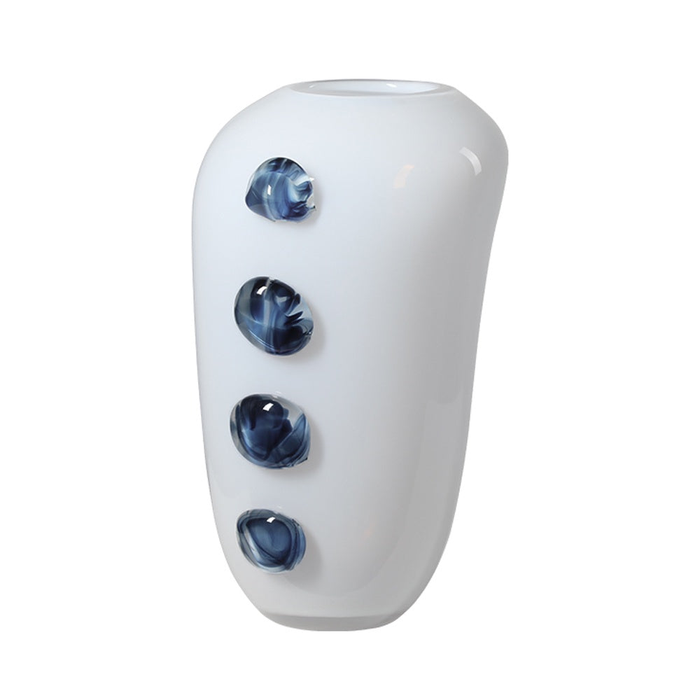 White Glass Vase with Button Detail - Tall FB-E25029A