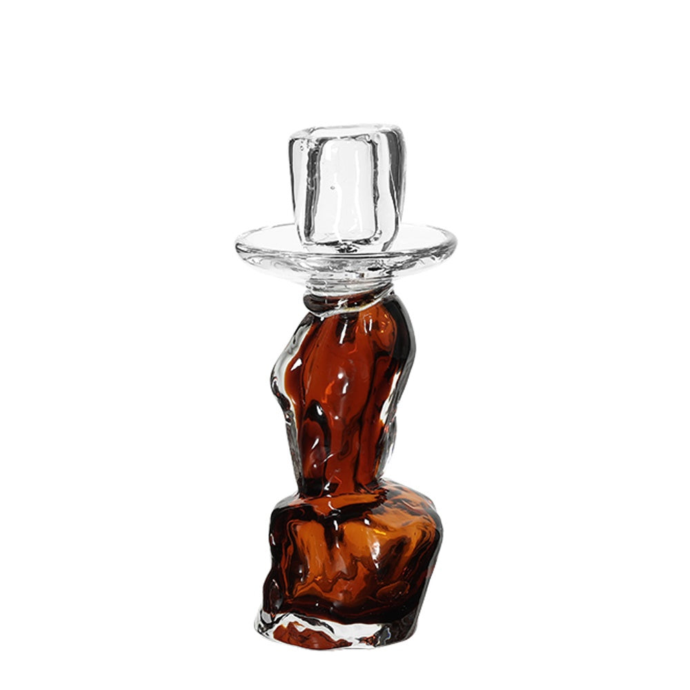 Dark Amber Handmade Glass Candleholder FB-E25060B
