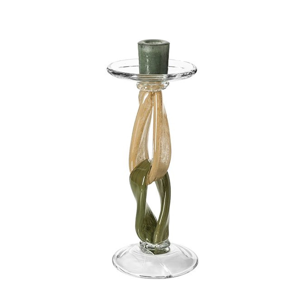 Beige & Sage Handmade Glass Candleholder - B FB-E25062B