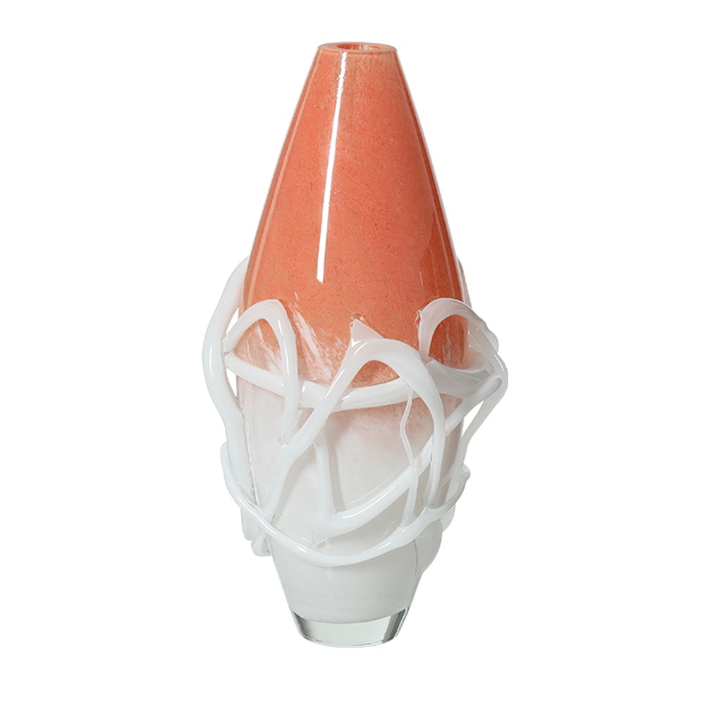 Pink & White Handmade Glass Vase with Doodle Detail - Large FB-E25074A