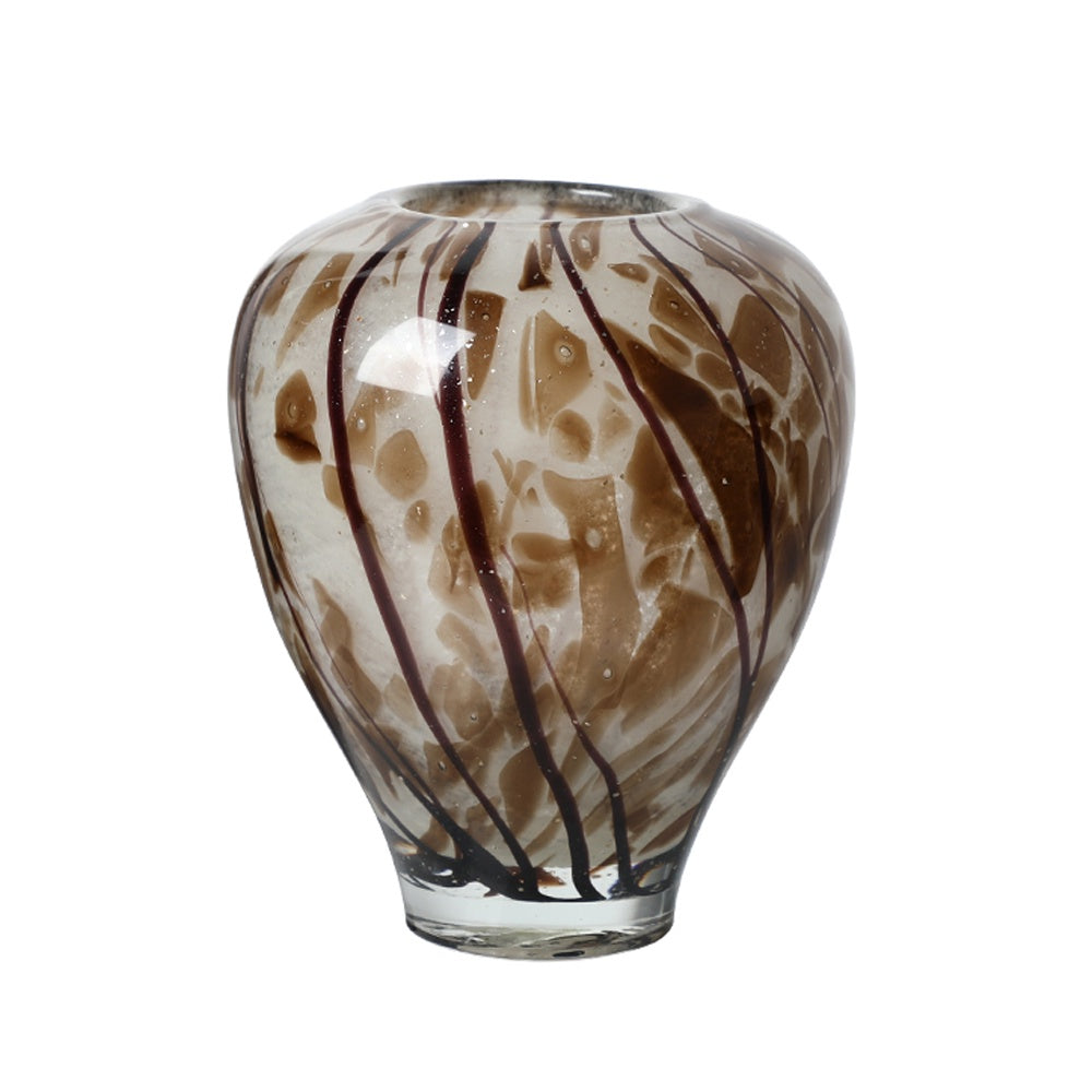 White & Brown Handmade Glass Vase FB-E25078