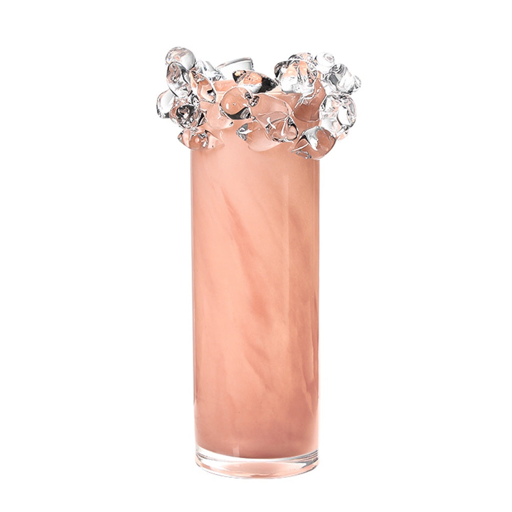 Blush Handmade Glass Vase with Cluster Detail - A FB-E26016A