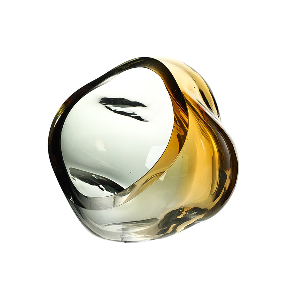 Amber & Smoke Handmade Glass Large-Mouth Vase - Large FB-E26027A