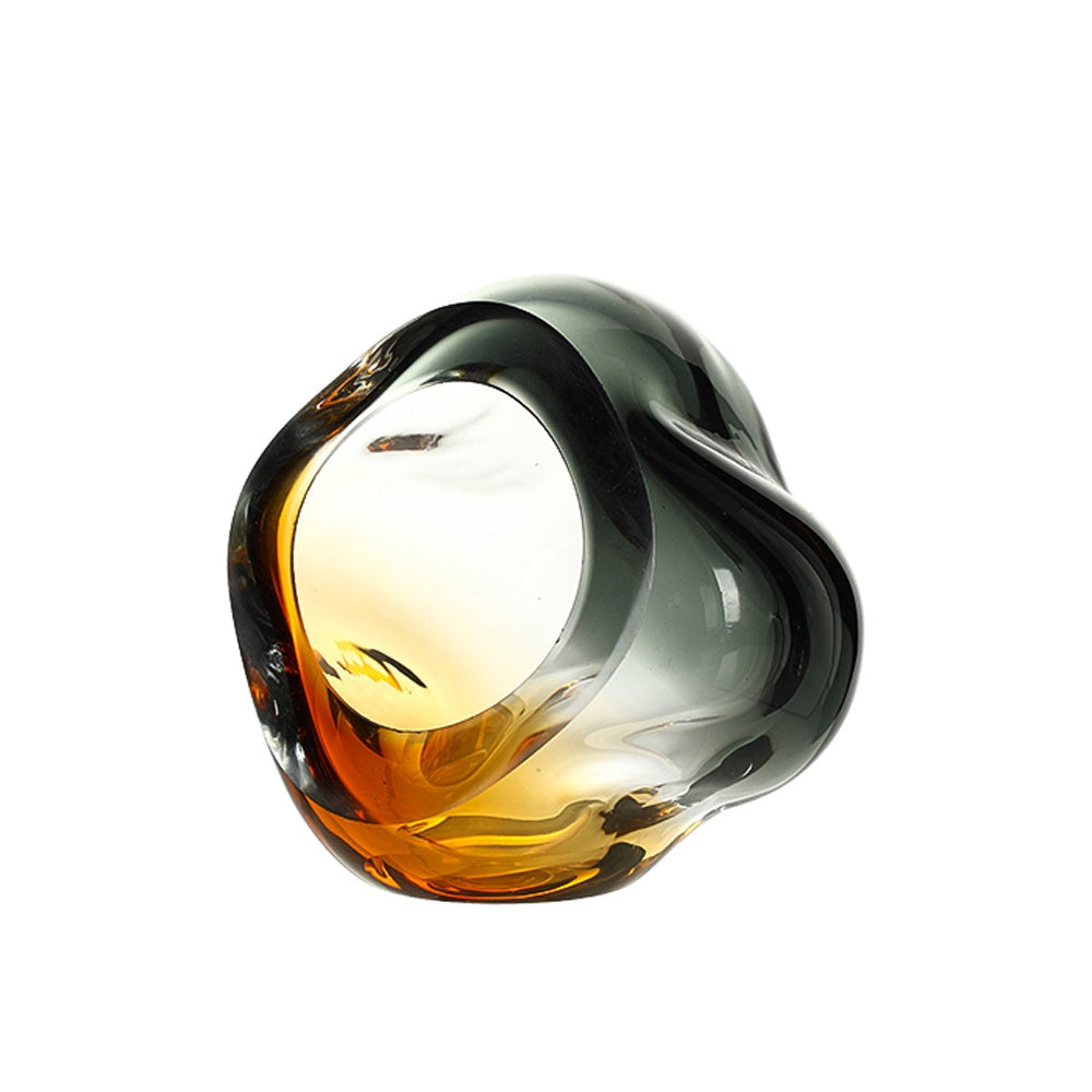 Amber & Smoke Handmade Glass Large-Mouth Vase - Small FB-E26027B