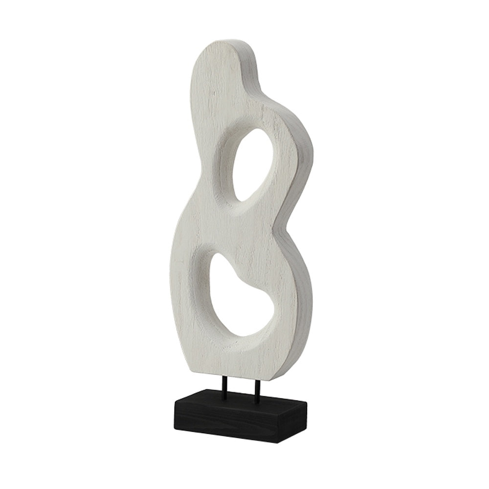 White Wooden Abstract Sculpture with Black Base FB-MC24014