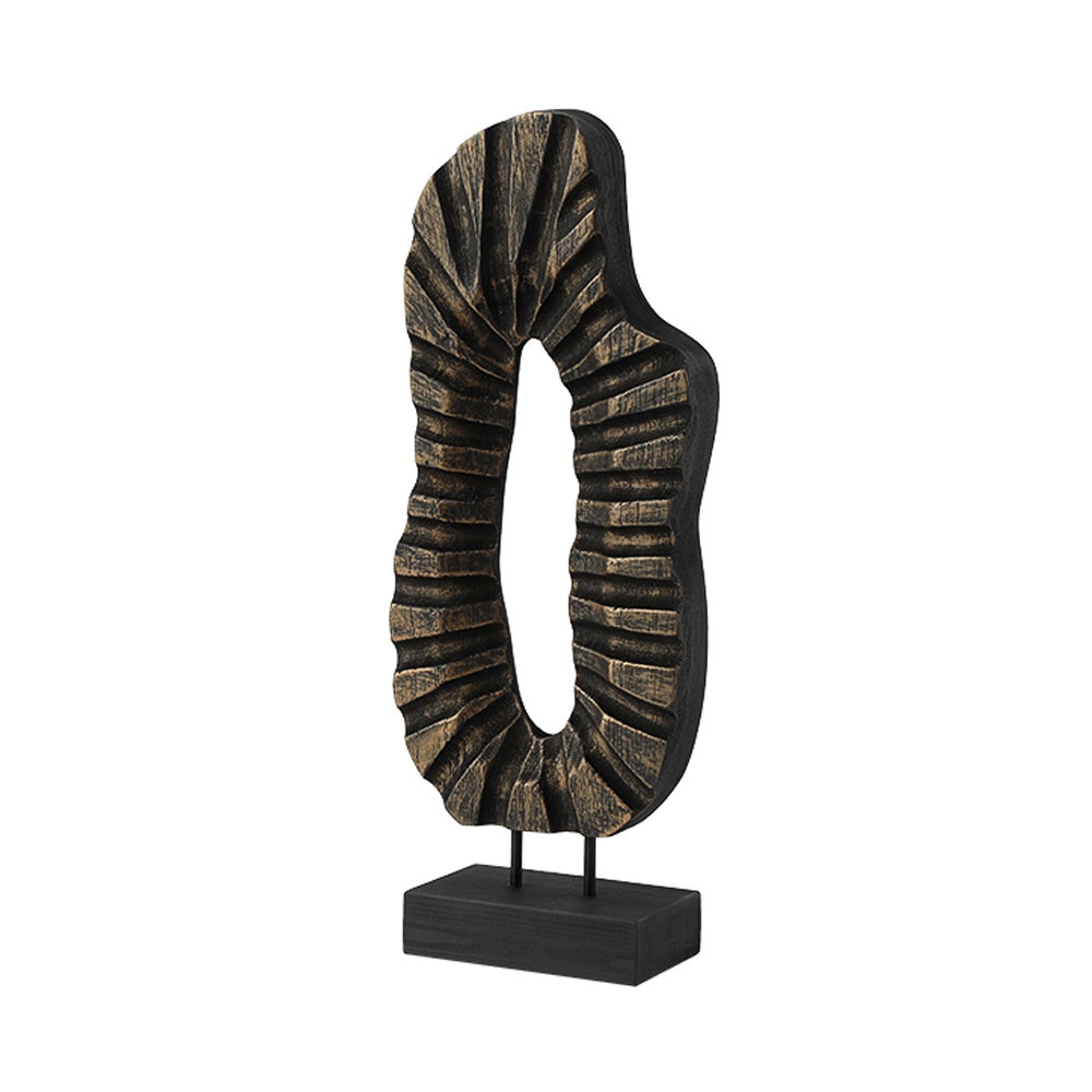 Dark Wooden Abstract Sculpture with Base FB-MC24015