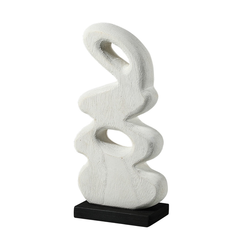 White Wooden Abstract Sculpture with Base FB-MC25003A