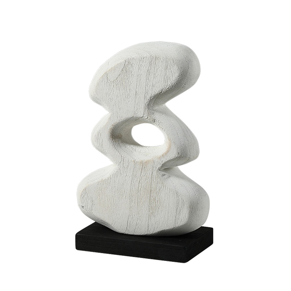 White Wooden Abstract Sculpture with Base FB-MC25003B