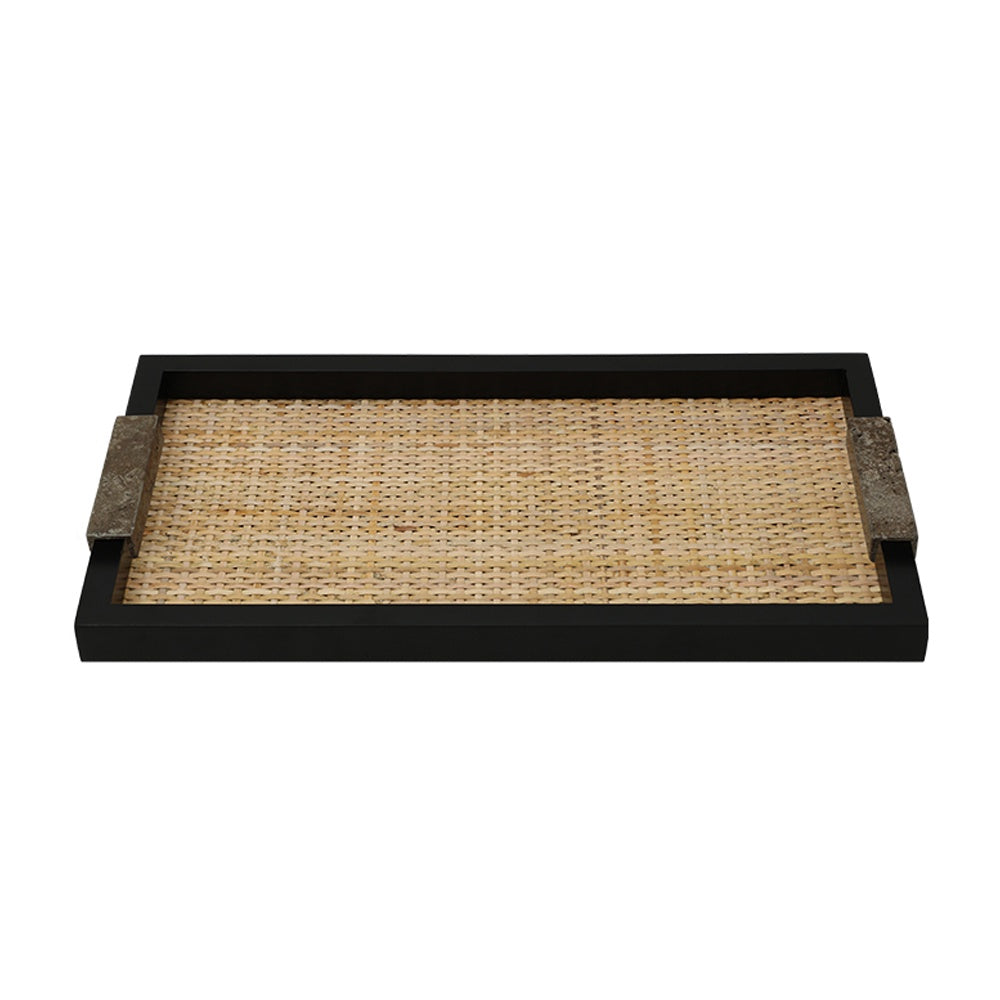 Rattan Tray with Stone Handle Detail - Small FB-MC25007B