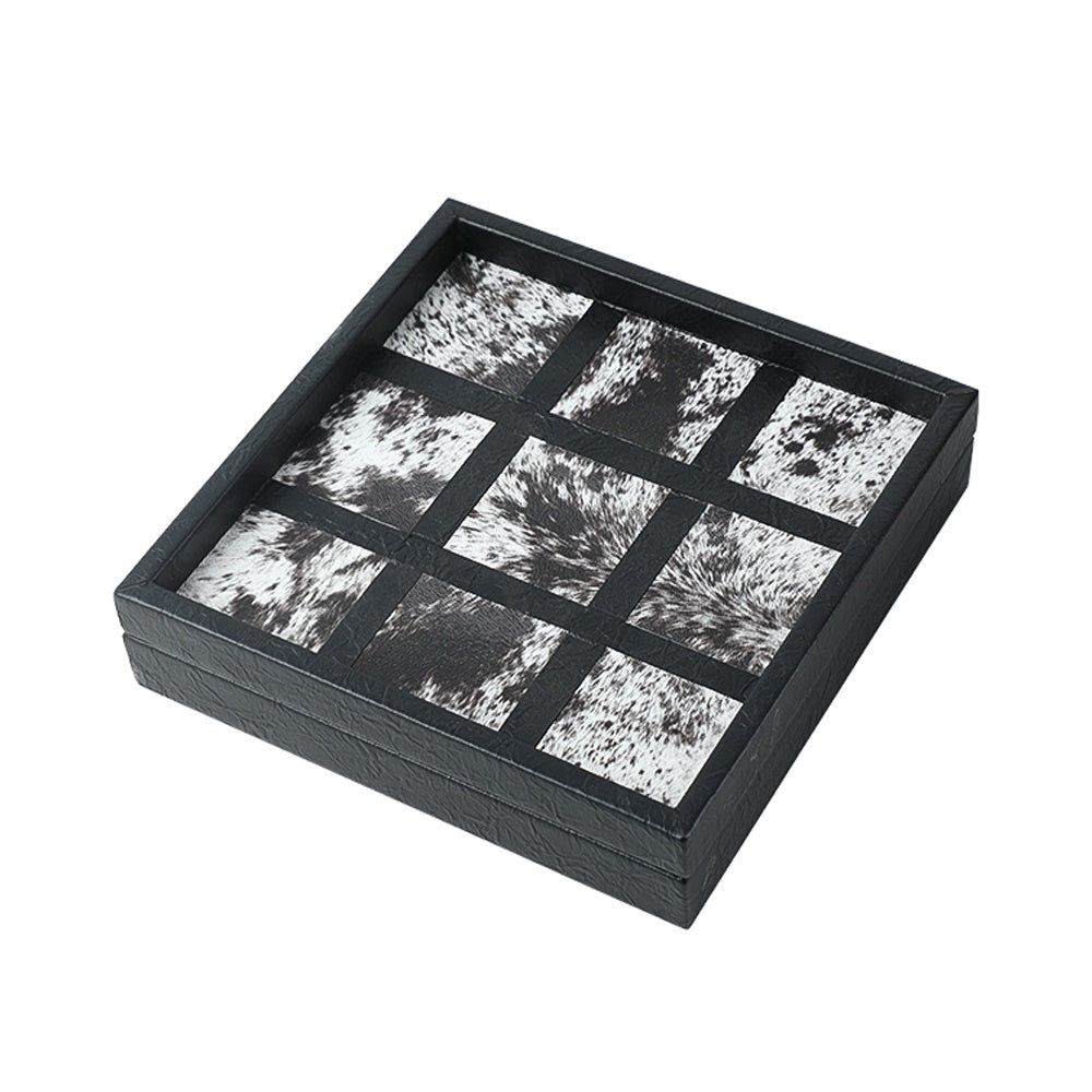 Black & White Decorative Dual-Use Tray Box with Hair-on-Hide Detail FB-PG25001