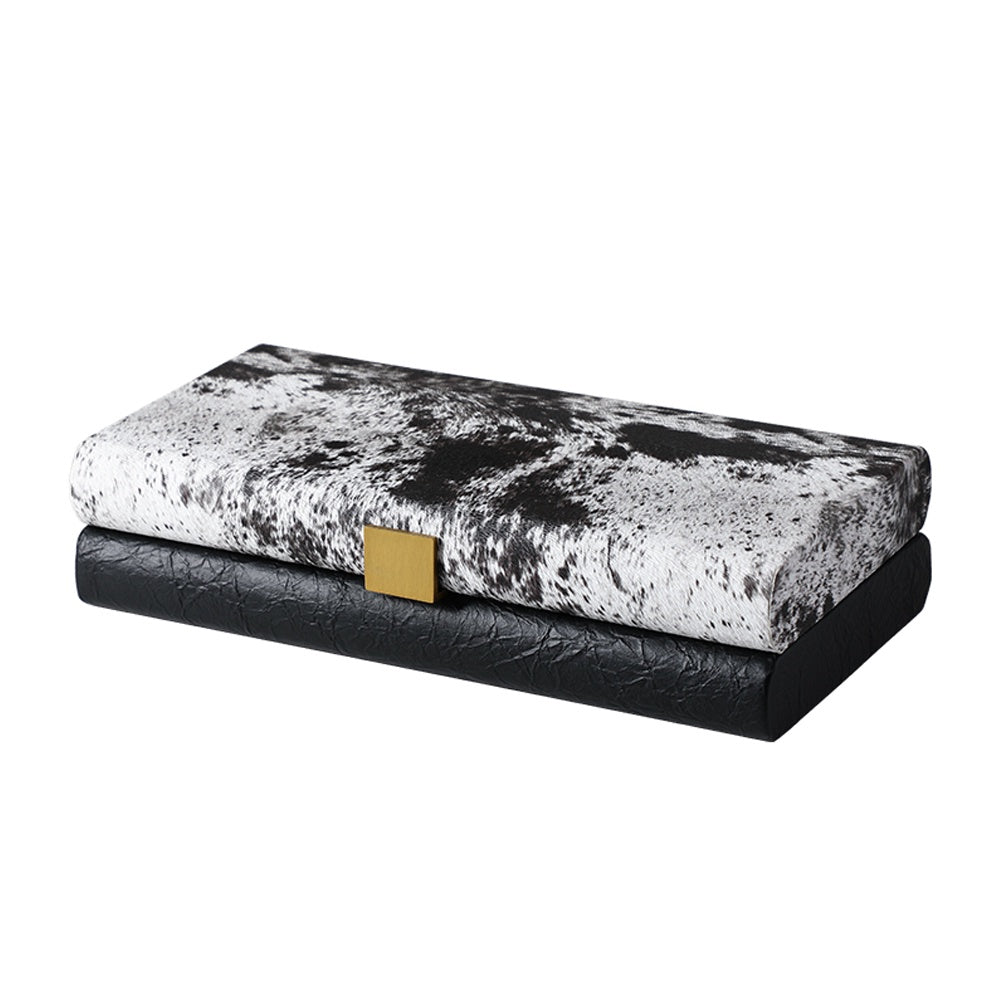 Black Leather Decorative Box with Hair-on-Hide Detail - Large FB-PG25003A