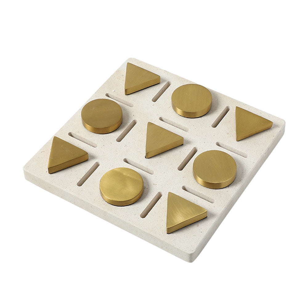 White & Gold Stone Board Game Décor FB-T26011