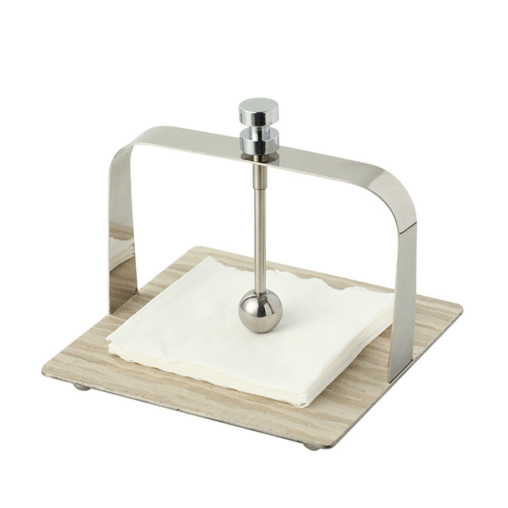 Wood Veneer Tissue Holder with Metal Detail - Beige FB-W26057B