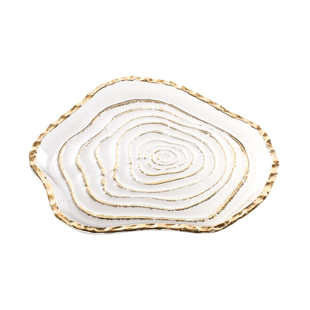 Glass & Gold Foil Decorative Plate with Ripple Design - C FC-CJ24004C