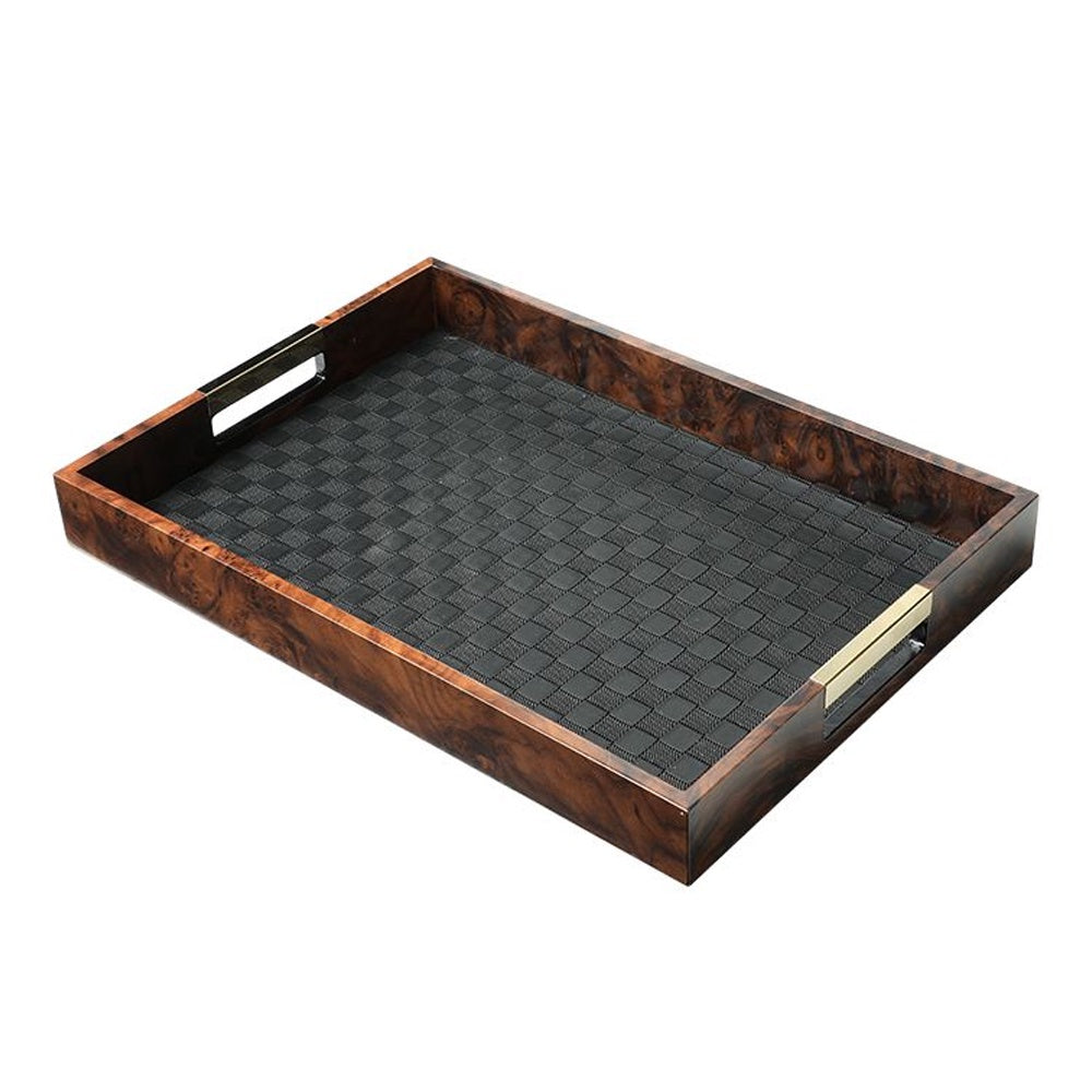 Wood & Leather Decorative Tray FC-MC25015