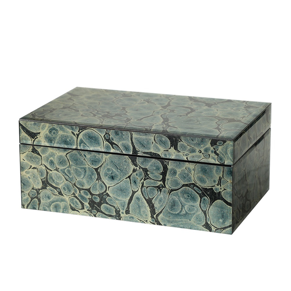 Blue Wood & Glass Decorative Box - Large FC-MC26007A