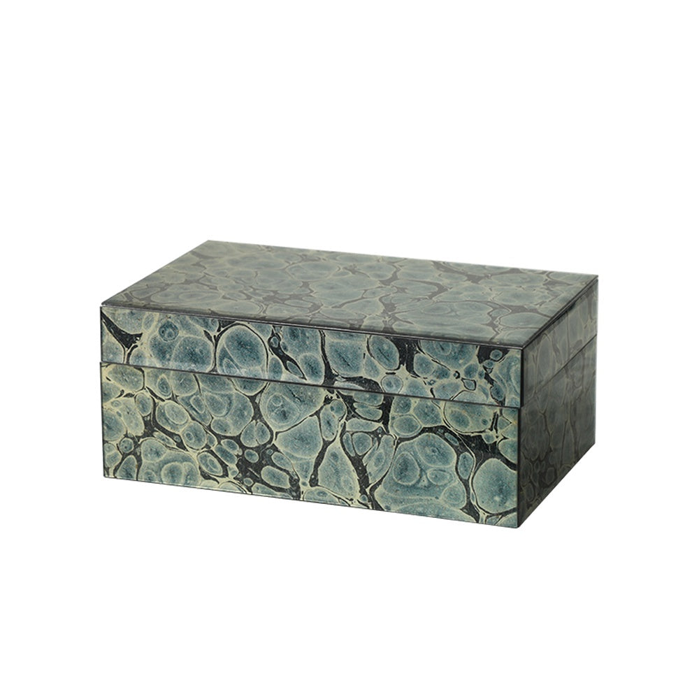 Blue Wood & Glass Decorative Box - Medium FC-MC26007B