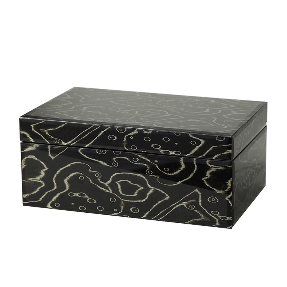 Black Wood & Glass Decorative Box - Large FC-MC26008A