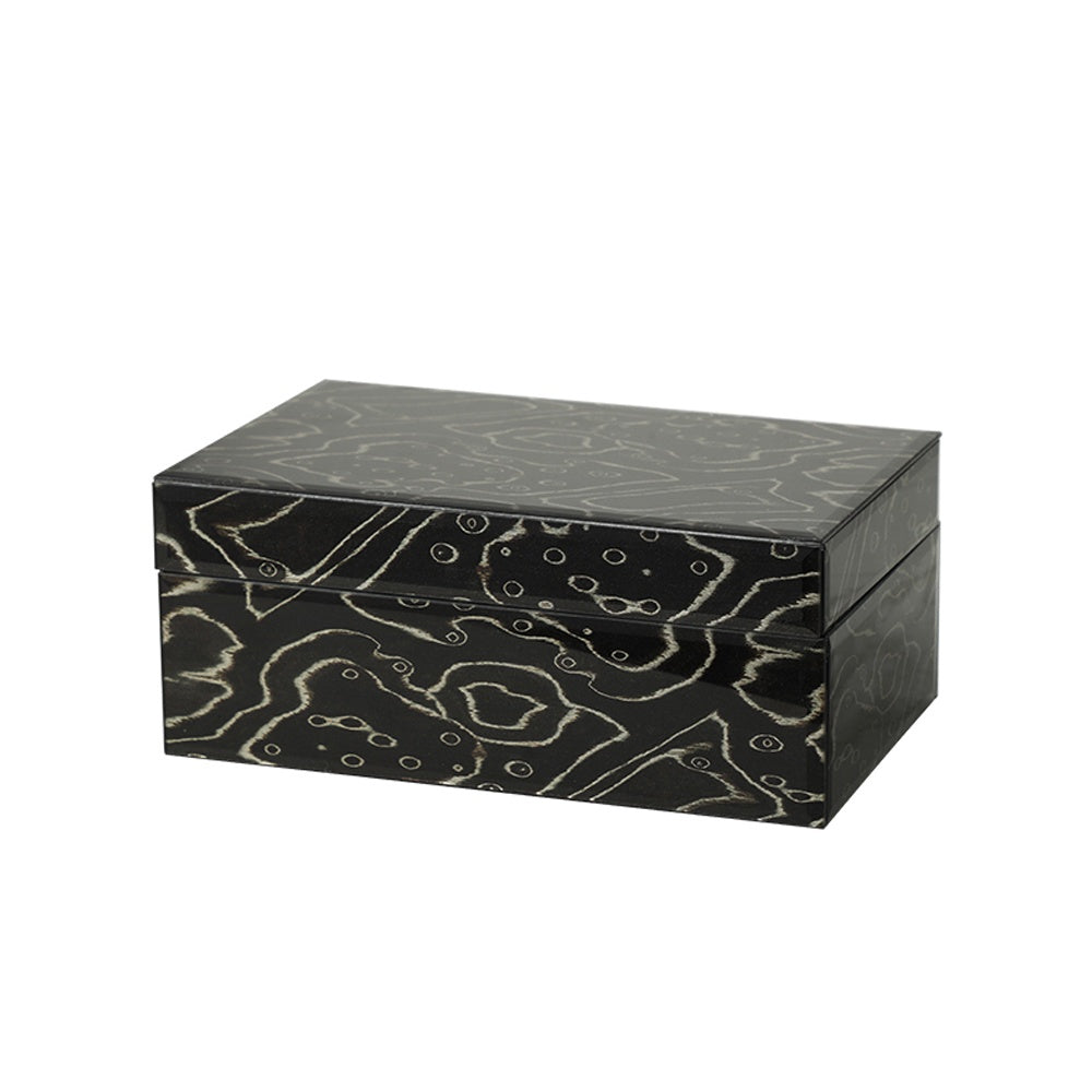 Black Wood & Glass Decorative Box - Medium FC-MC26008B