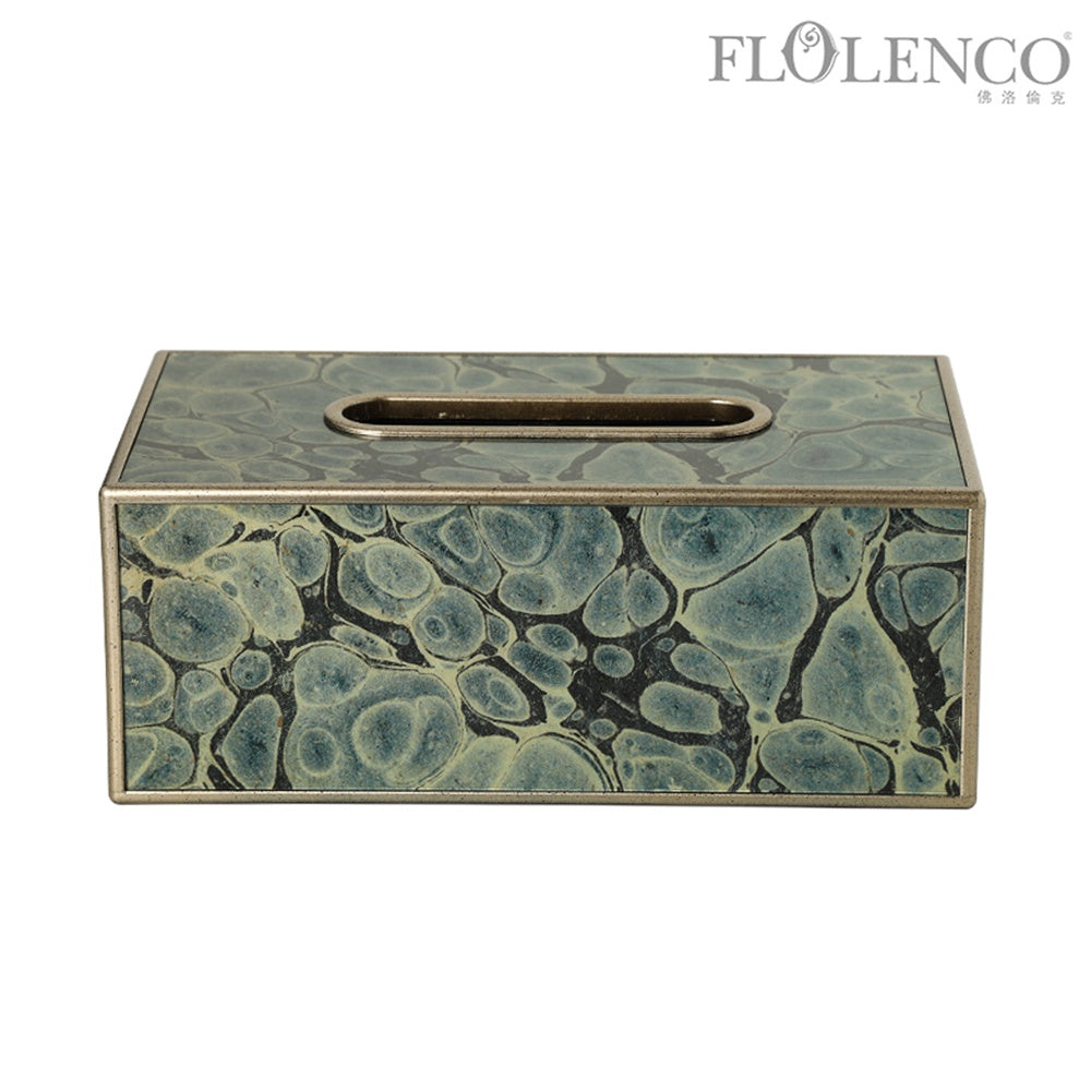 Resin, Acrylic & Metal Tissue Box Cover - Blue FC-MC26010
