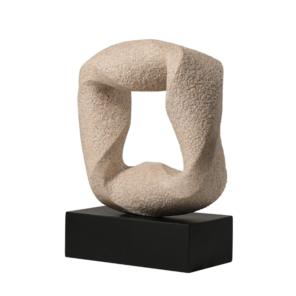 Beige Resin Abstract Sculpture with Black Base FC-SZ24076