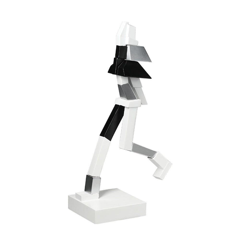 Black & White Abstract Figurative Sculpture with Silver Detail FC-SZ24078A