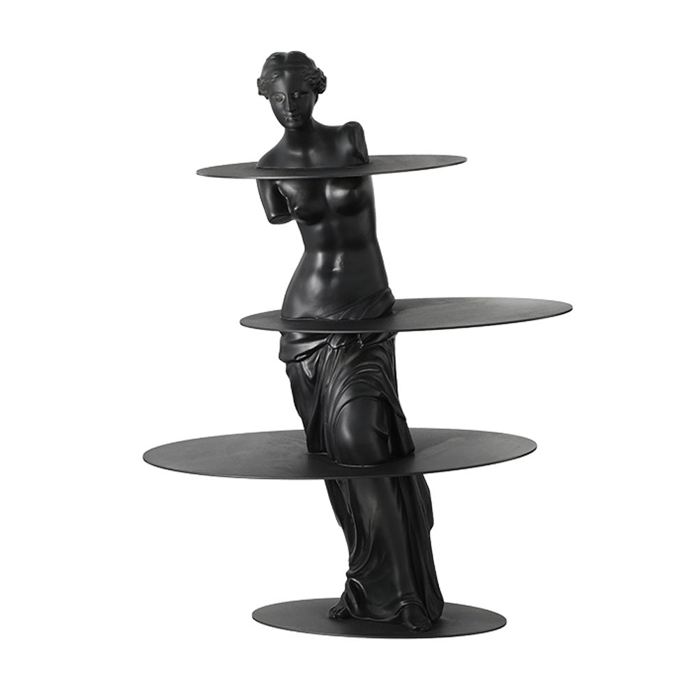 Black Resin Figurative Sculpture with Metal Tray FC-SZ24091B