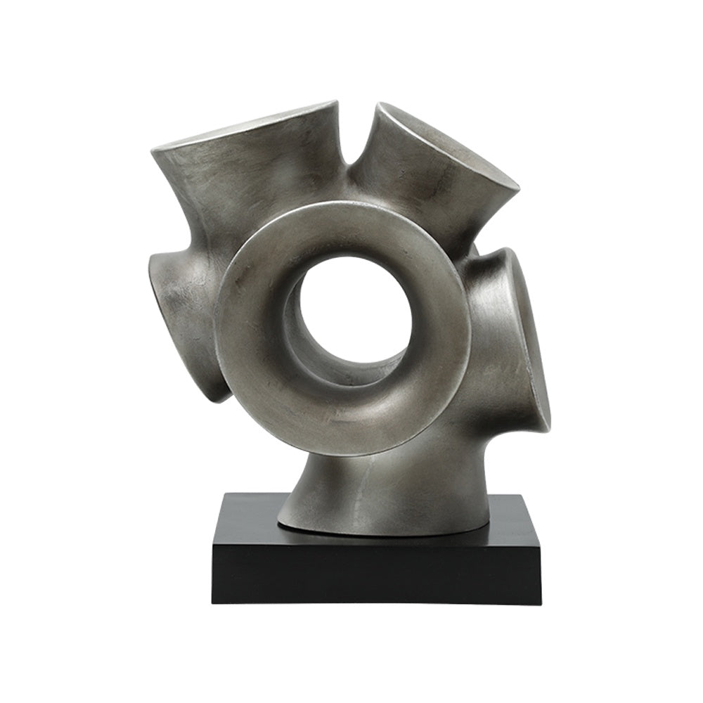 Gunmetal Resin Abstract Sculpture with Vase FC-SZ25008