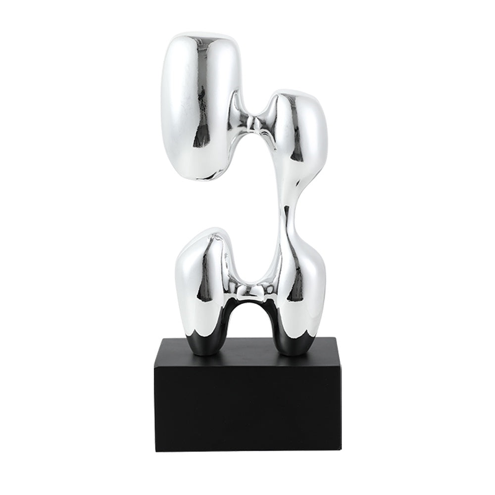 Chrome Effect Resin Abstract Sculpture with Black Base FC-SZ25014