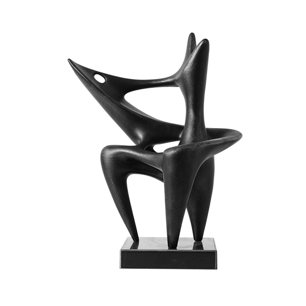 Black Resin Abstract Sculpture with Marble Base FC-SZ25015