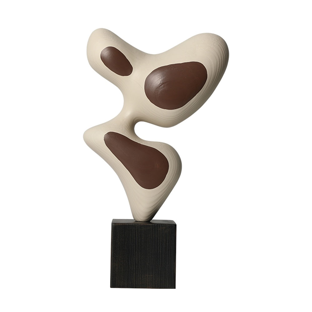 Beige & Brown Wooden Abstract Sculpture with Base FC-SZ25016A